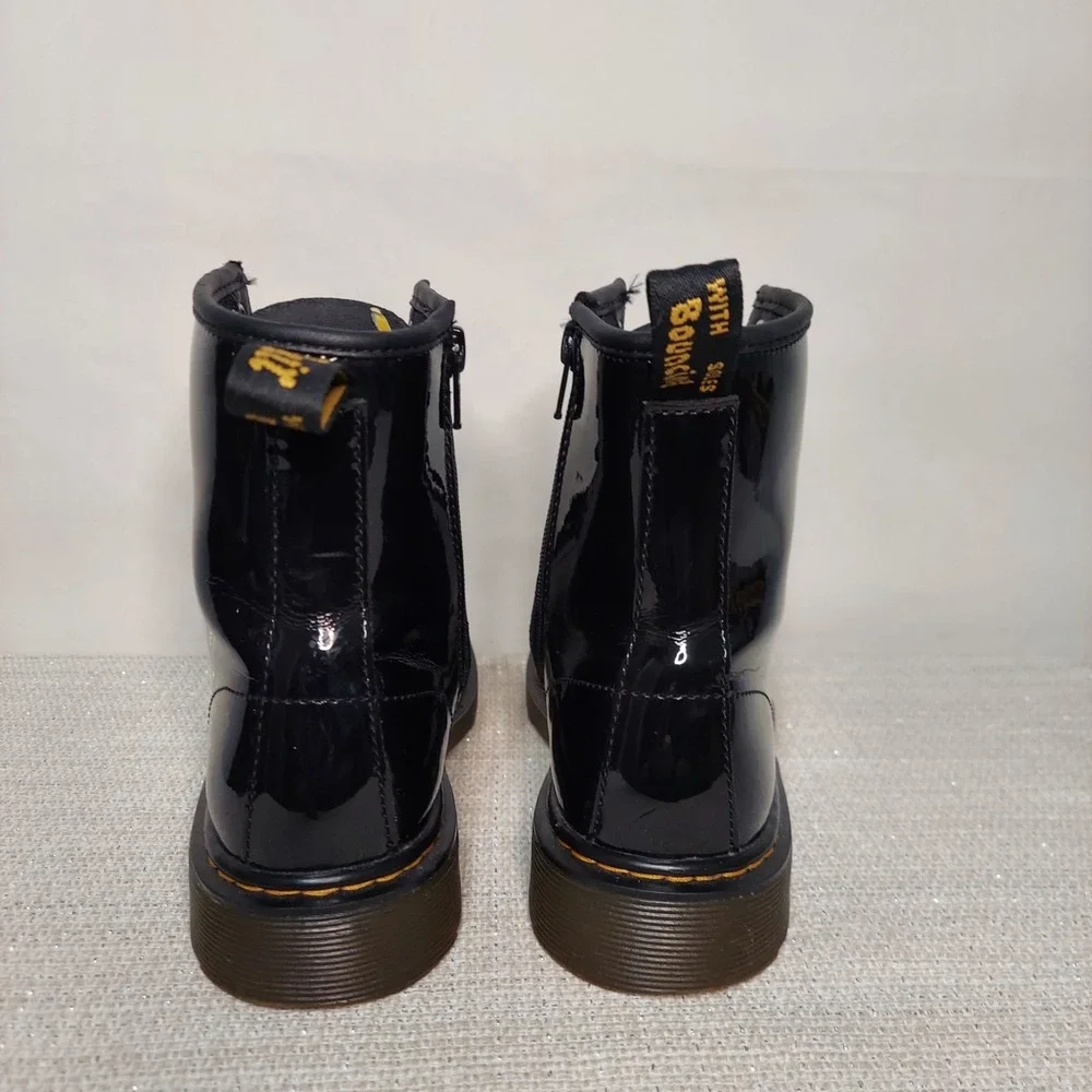 EUC Dr Martens 1460Y Black Patent‎ Leather Boots Kids Youth Size 5